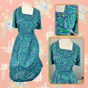 American Vintage Blue and Green Midi Dress